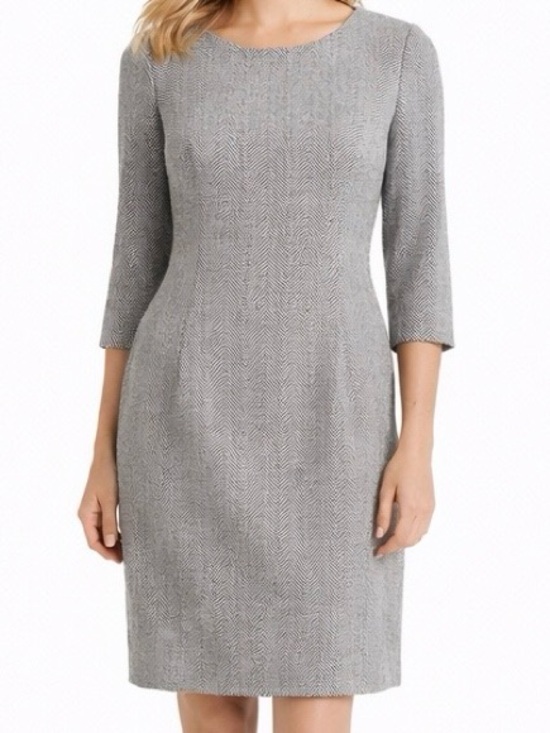Peserico Dresses & Skirts - Peserico Gray Herringbone Sheath Dress Made in Italy Size 42 / US 6